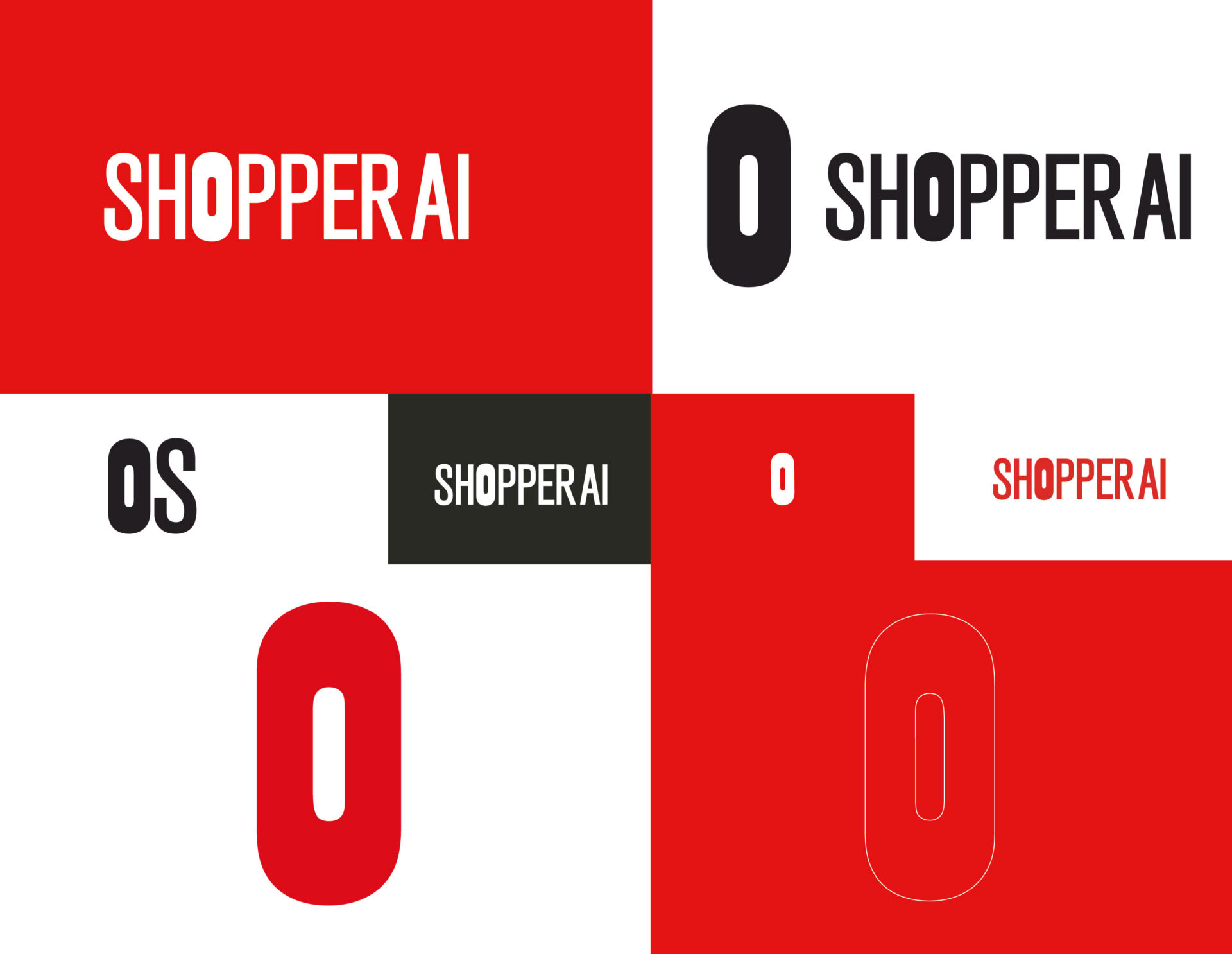 קובץ עיצוב גרפי עם מרכיבים של לוגו Shopperaי, צבעים אדום ושחור, טקסט ומדדים.